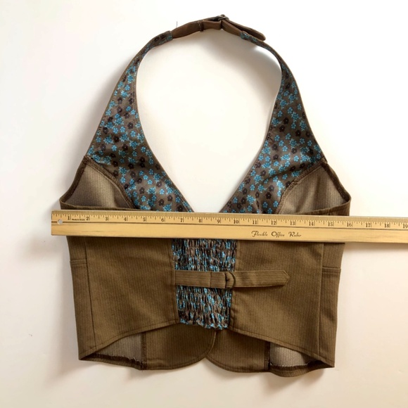 Brown Tailored Pinstripes Button Front Vest - Picture 12 of 13